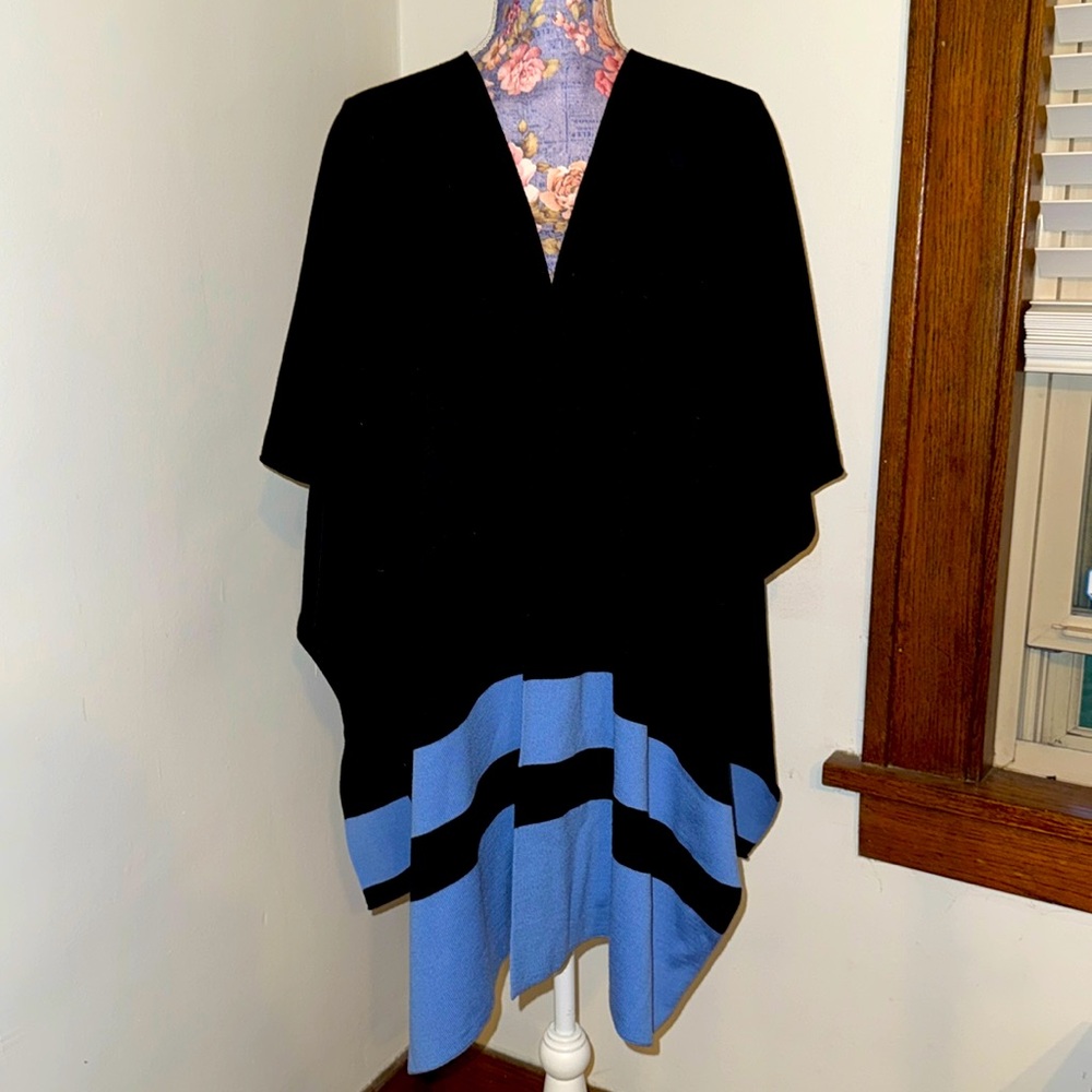 Black Blue Wrap Around Cardigan Scarf